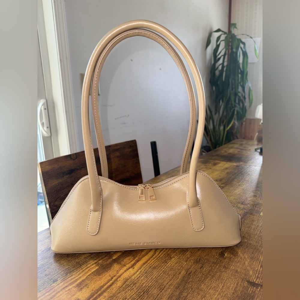 Melie Bianco Dakota Beige Tan Recycled Vegan Shoulder Bag ANTHRO NWT!